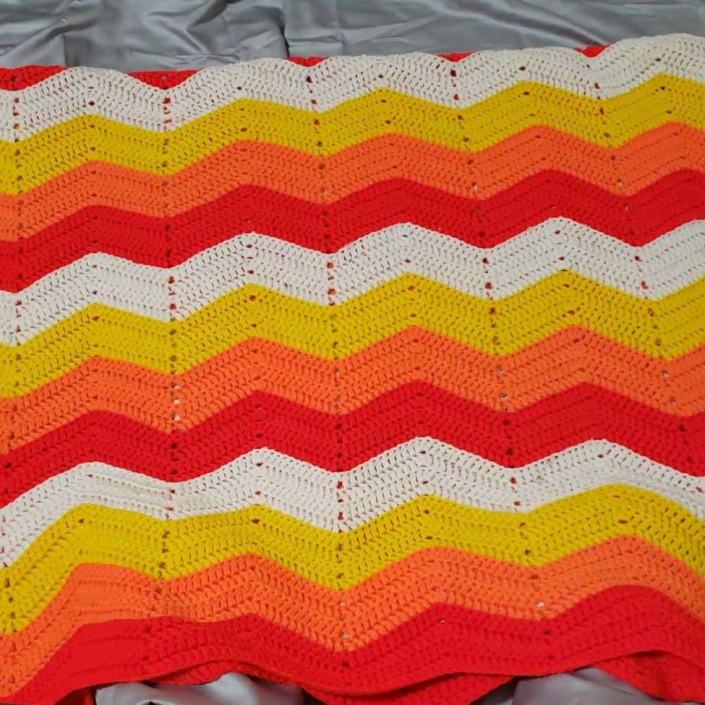 Vibrant Chevron Crochet Blanket